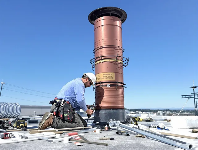 Installed chimney liner by Weston Chimney Sweep in Weston, MA