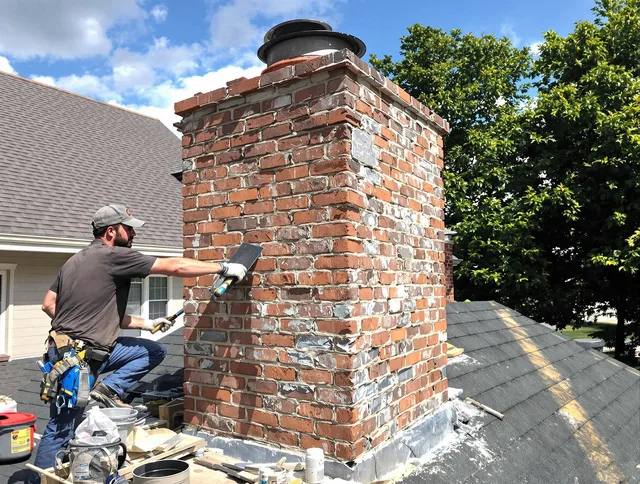 Completed chimney rebuild by Weston Chimney Sweep in Weston, MA