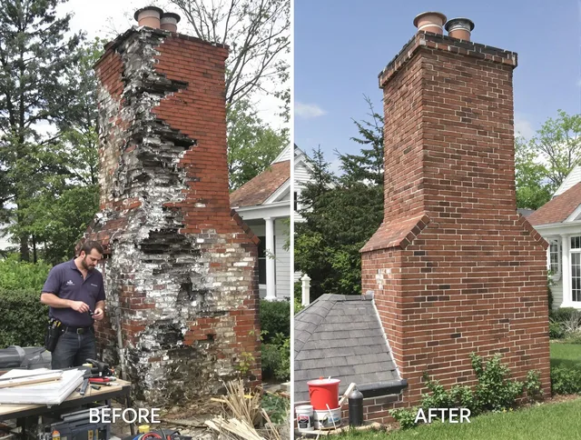 Weston Chimney Sweep performing a full chimney restoration in Weston, MA