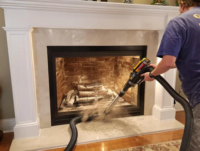 Fireplace cleaning performed by Weston Chimney Sweep in Weston, MA