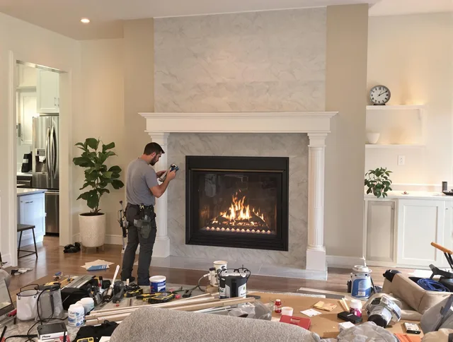 Newly installed fireplace by Weston Chimney Sweep in Weston, MA